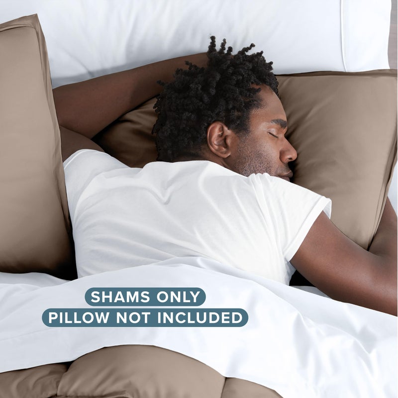 Bare Home Standard Pillow Sham Covers - Set of 2 - Premium 1800 Ultra-Soft Microfiber - Double Brushed - Stain & Fade Resistant - Bed Pillow Shams - Pillows Not Included (Set of 2, Taupe) - Image 4